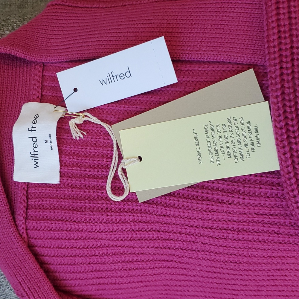 Aritzia Wilfred Free Unwind Italian Merino Wool Waist Cardigan M - Picture 5 of 8